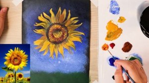 Подсолнух! Рисуем просто и без заморочек! гуашь / акрил #50