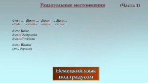 Указательные местоимения dieser, dieses, diese, jene, jener, jenes в немецком языке. (A1/A2)