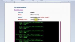 MONGODB TUTORIAL QUERY DATA EQUALITY OPERATION