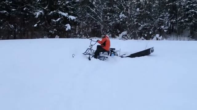 Испытание мотобуксировщика Бурлак с лыжным модулем. смотреть онлайн