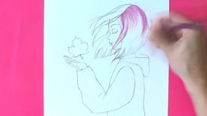Рисуем мультяшную девочку с листочком / Как нарисовать девушку | Осенняя тематика | Art School