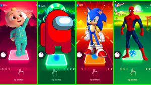 Cocomelon VS Among Us VS Sonic VS Marvel's Spidey Best Adventure Coffin Dance EDM Rush Tiles Hop