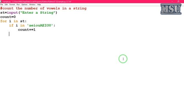 GE8161 Problem Solving and python Programming Laboratory 16   Count the number of vowels in a strin