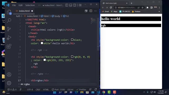 html 5 bangla tutorial [html colors RGB and RGBA]