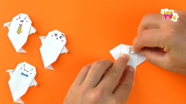 Как сделать ОРИГАМИ ПРИВИДЕНИЕ ИЗ БУМАГИ без клея. Простая поделка на Хэллоуин - Привидение, призра смотреть онлайн