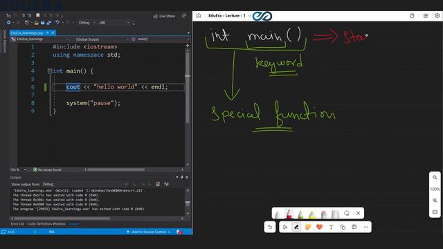 C++ Hello World Explained | Code Beginnings: Fun with Fundamentals | EduEra | #1 part 2 #helloworld