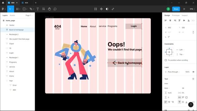 Figma tutorial - 404 error page UI design | UI/UX design tutorial
