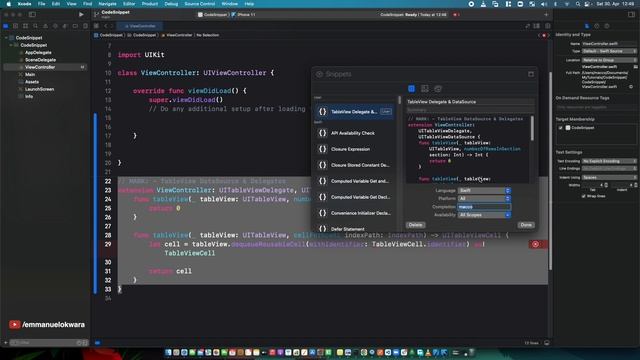 How to Create Custom Code Snippet using XCode