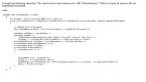 Sharepoint: The remote server returned an error: (401) Unauthorized (2 Solutions!!)