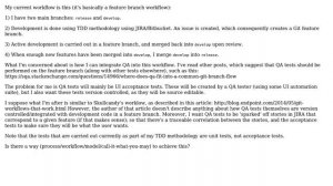 Software Engineering: A Git workflow where QA tests are integrated into JIRA issues