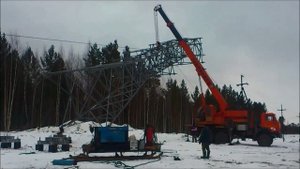 Монтаж  опоры 110 кв