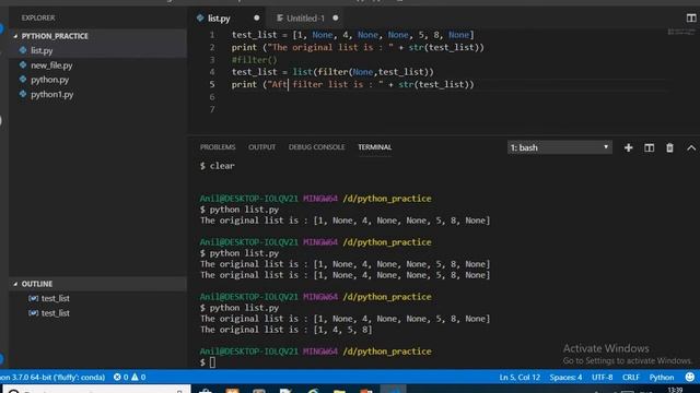 Remove None value in list python