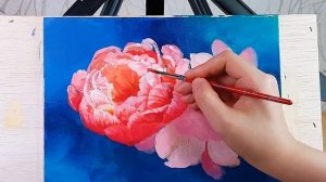 How to paint Peony / Acrylic painting for beginner/ Easy flowers /아크릴화  / asmr #47