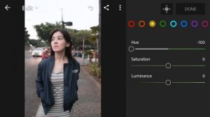 Edit foto kombinasi Sam kolder and gray menggunakan Adobe Lightroom di Android.