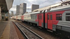 Электропоезд ЭД4М-0349 с маршрутом Лесной Городок - Крутое! Прибывает на станцию Аминьевская!