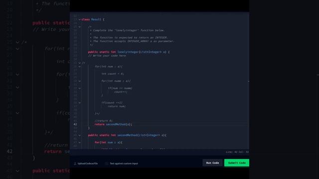 Coding Challenge | Java | Part 4 | Lonely Integer Program | Coding Solution | Hackerrank Practice