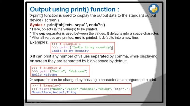 BASIC INPUT AND OUTPUT IN PYTHON | OUTPUT IN PYTHON | PRINT | INFORMATICS PRACTICES | CLASS 11
