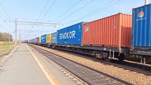 Встреча электровозов 3ЭС5К-049/??? "Ермак" с грузовым и контейнерным поездом.