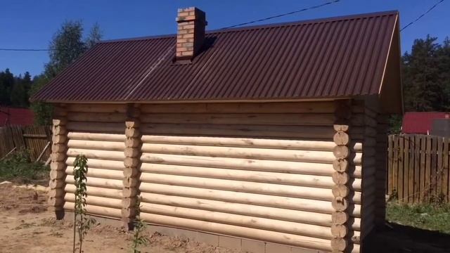 Баня из оцилиндрованного бревна из ОСИНЫ