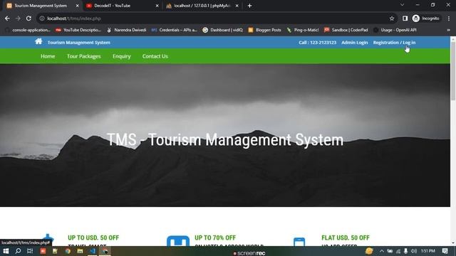 Travel Management System Project in PHP MYSQL | PHP  Project With Source Code |@Decodeit2
