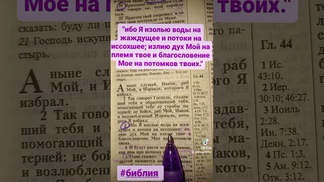 ибо Я изолью воды на жаждущее и потоки на иссохшее; излию дух Мой на племя твое и благословение Мое