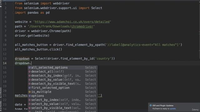 6. Project #1 Dealing with Multiple Pages using Sel -9. Selecting Elements within a Dropdown