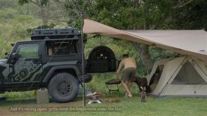 SOLO CAR CAMPING in RAIN [ Relaxing under tarp, Jeep 4x4 Camper ]