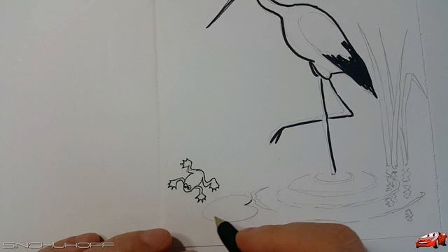 Рисуем птицу на пруду