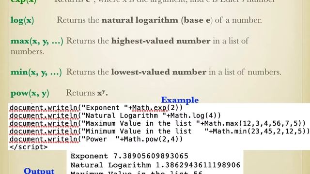 MATH OBJECT -JavaScript-V Semester BSc Computer  Science, Calicut University
