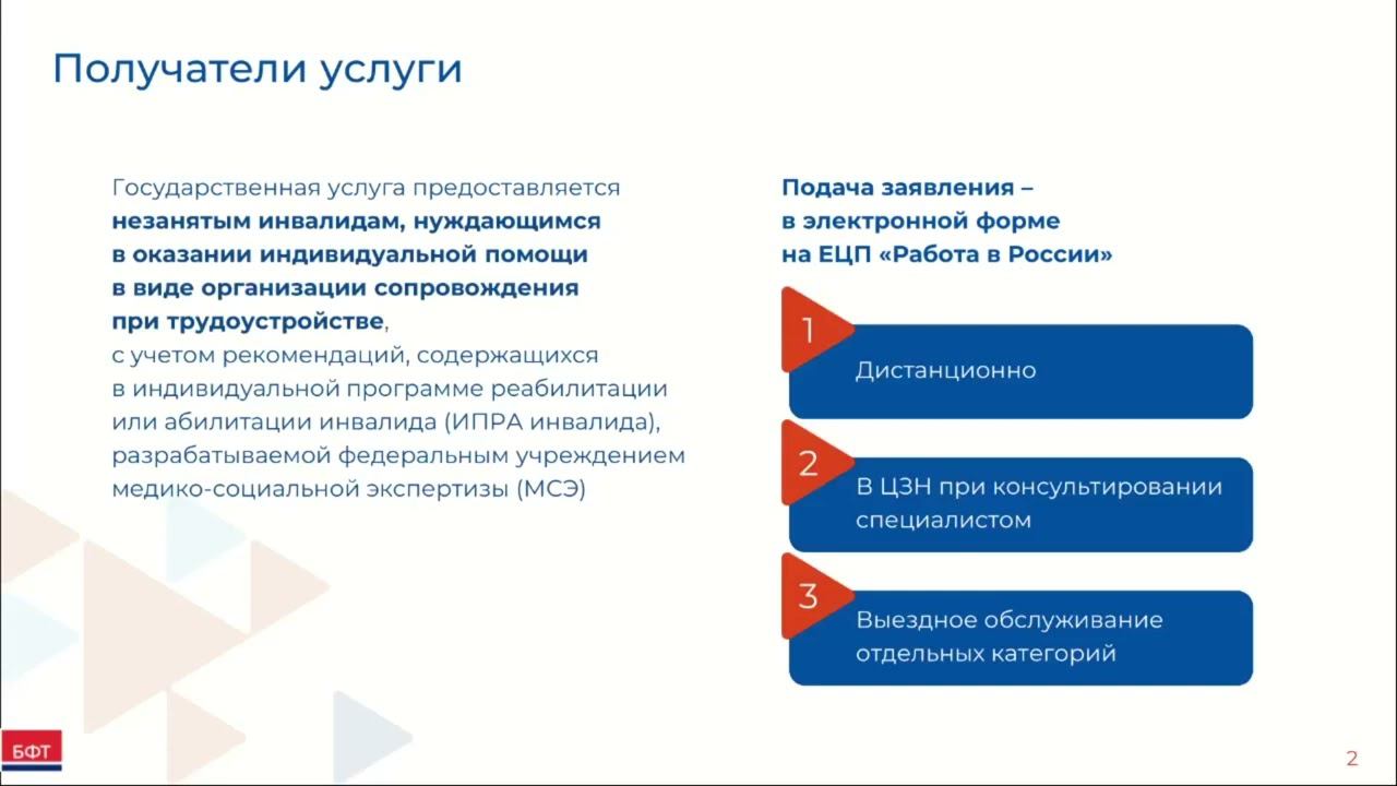 Оказание услуги по организации сопровождения при содействии занятости инвалидов смотреть онлайн