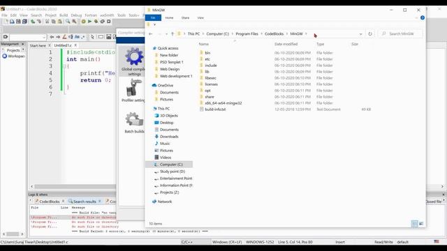 Solve CodeBlocks build and run problem||Compile time error in CodeBlocks || New version|| MinGW.ex смотреть онлайн