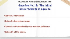 MCQ Questions Water Resources Engineering - Part 1 with Answers