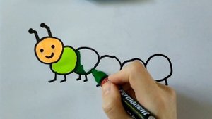 Как легко нарисовать радужную гусеницу/Рисуем яркую гусеницу/Рисуем и раскрашиваем/Простые рисунки