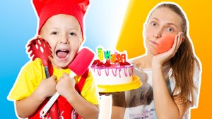 Кита Никита готовит торт на день рождения мамы
