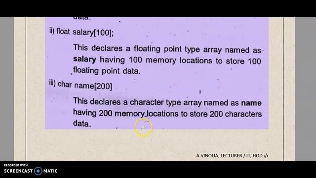 ONE DIMENSION ARRAY - DECLARATION AND INITIALIZATION IN C