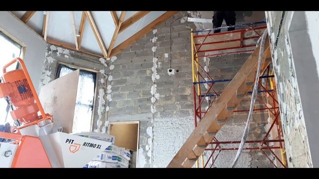 Как мой дом штукатурили гипсовой смесью, машинное нанесение смотреть онлайн