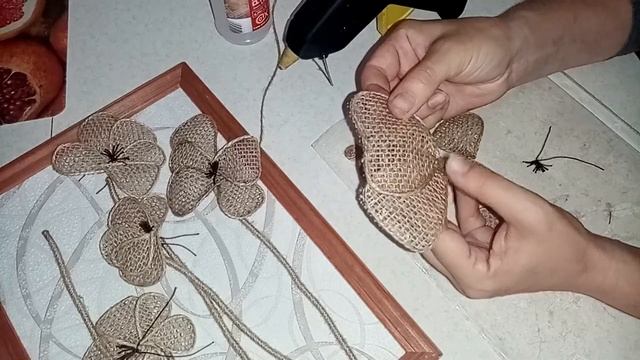 Панно из джута и мешковины. Декор для дома.