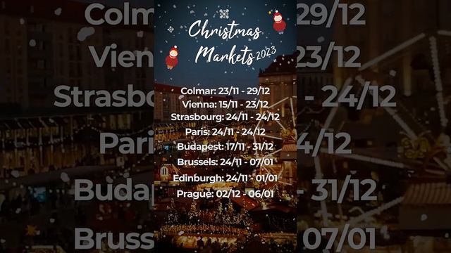 The Christmas Market dates in Europe for 2023 ❤️ #christmas #christmasmarket #christmas2023 #europe