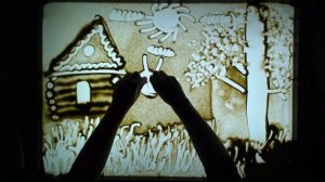 Песочная анимация на тему "Заюшкина избушка"