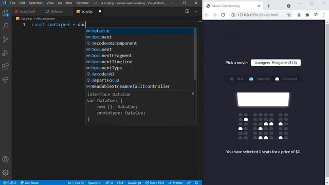 Build a Movie Seat Booking App using JavaScript - JavaScript Beginner Projects смотреть онлайн