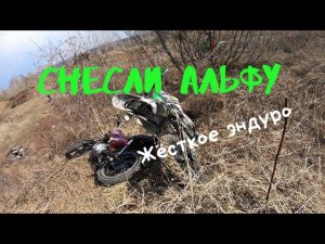 Жесткий эндуро на мопеде. Разбили Альфу