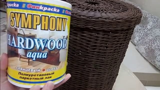 Часть 5. Грунтовка и покрытие лаком корзины из бумажных трубочек. Завершение.