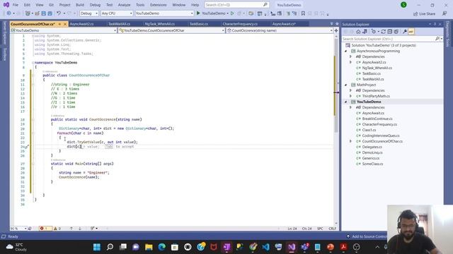 Count Occurrences Of Each Character In A String | C# coding interview questions and answers | Oracl