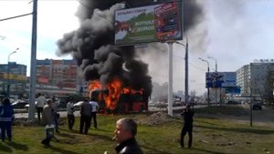 Горящий автобус Казань