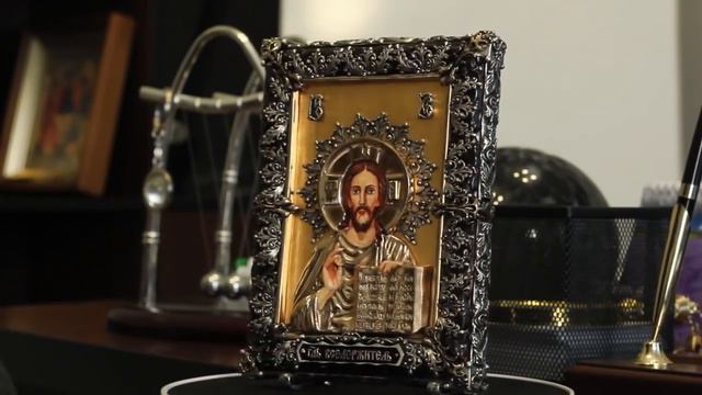 Икона ручной работы Господь Вседержитель с сусальным золотом смотреть онлайн