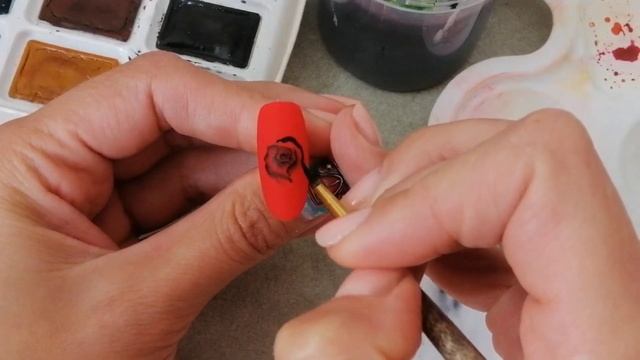 Роза акварельными красками на ногтях. Пошагово? смотреть онлайн