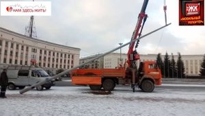 Монтаж столбов освещение, 27.10.17 ул.Ленина