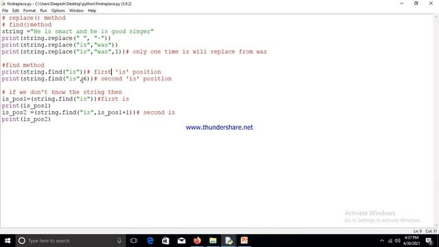 find and replace method in python