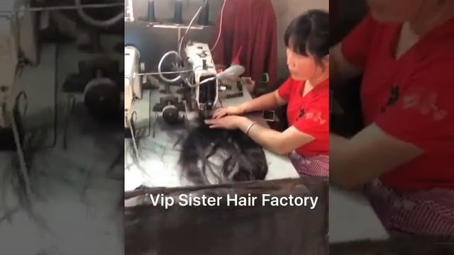 Hair sewing in our factory