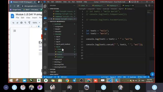 Day 19 Module 3 JS String method part 2 in Hindi 20 March 2023